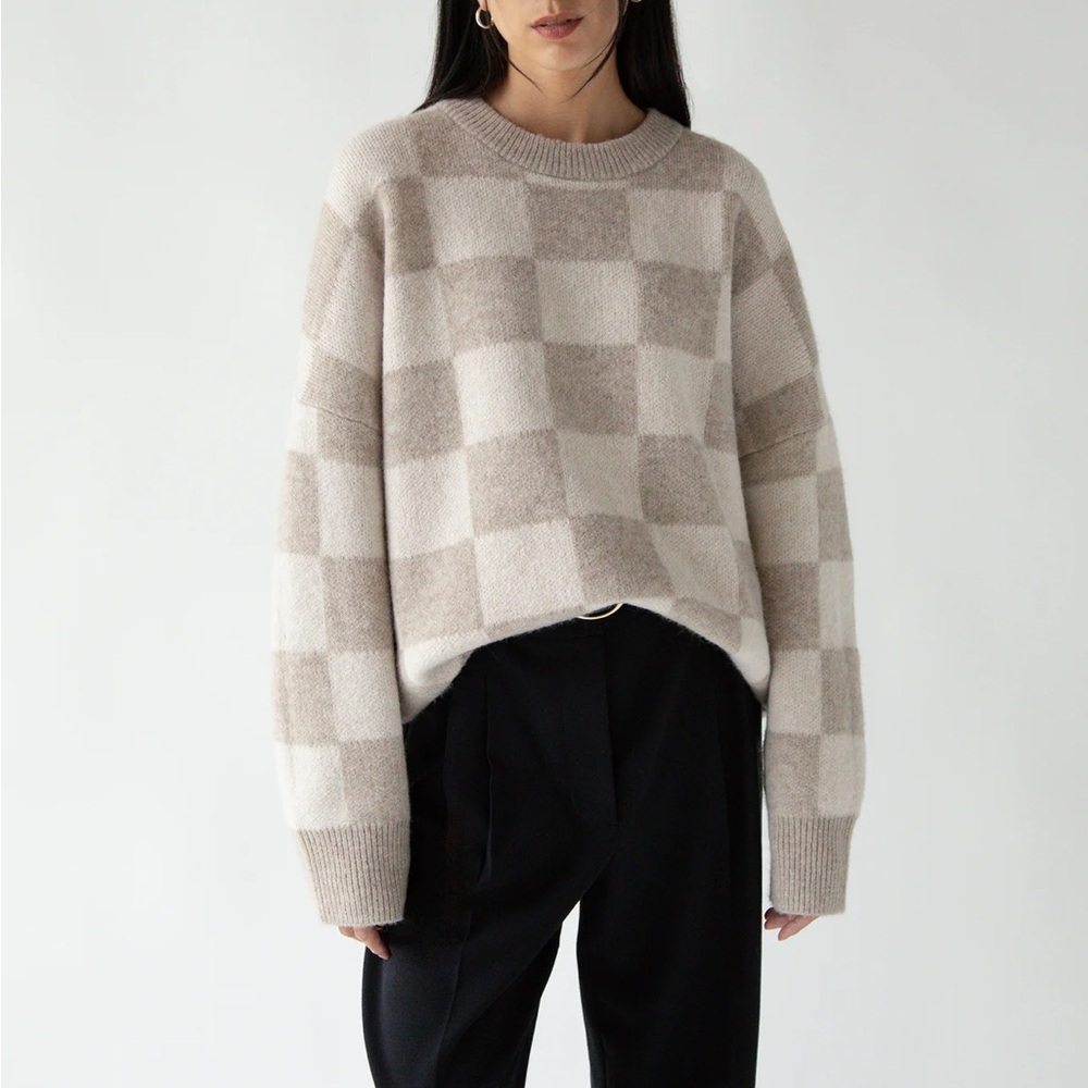 Oak+Fort CHECKERED CREWNECK SWEATER